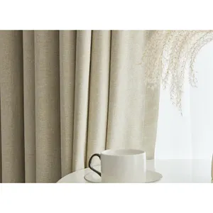 Reasonable Price High Quality Custom Design 110"Inch 280cm Width Polyester Linen Fabric Linen Curtain