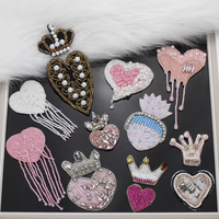 Papier à paillettes perlées faites à la main bricolage coeur strass vêtements chapeau patchs dentelle tissu Patch décoratif pour Patch patchs
