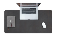 Grand tapis de souris RGB en cuir véritable Crazy Horse, taille personnalisée, en cuir de vache, pour le bureau, noir