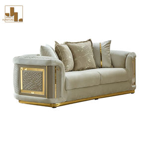 Hotel im italienischen Stil Villa 3 2 1 Akzent Sofa Modernes Wohnzimmer Wohnzimmer Luxus Khaki Samt Sofa Möbel Set - Product Image 6