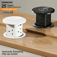 Barre d'alimentation hydraulique rétractable KSQ pour bureau, prise cachée 13A, prise USB de type A et C, charge rapide, prise escamotable cachée