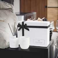 Coffret Cadeau Luxe FTQS Diffuseur à Bâtonnets et Bougie Parfumée Blanc Mat Parfum d'Ambiance pour la Maison Boîte Cadeau Marque Privée Vente en Gros OEM