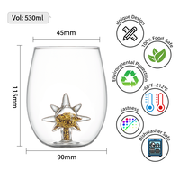 Tasses en verre ciel étoilé créatives : Tasses à double couche avec étoiles et lune dorées, tasses à café/jus, logo personnalisé en gros