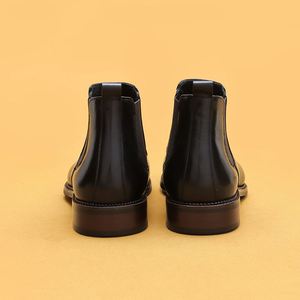 Bottes en cuir véritable noires haut de gamme, style business-casual, à bout pointu, style britannique, montantes, pour l'automne - Product Image 4