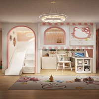 JS FURNITURE Neues Design Luxus-Etagenbett für Kinder Schlafzimmermöbel Stapelbares Bett für Kinder Mit Bogenrutsche und Aufbewahrungstreppen