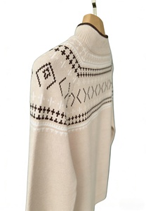 ODE/OEM Women's Viscose Polyester Blend Mock Neck Sweater, Nordic Geometric Jacquard Knit <b>Pullover</b>, Casual Winter <b>Jumper</b> - Product Image 3