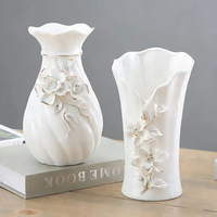 Vase en céramique émaillée de style européen, fait main, écologique, à motif floral, pour salon, meuble TV, table à manger