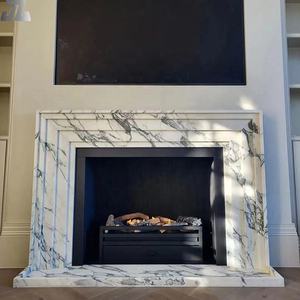 Decoración moderna para el hogar, chimenea independiente de estilo Luis XVI tallada a mano, mármol de Carrara de lujo, diseño exclusivo de piedra Natural - Product Image 3