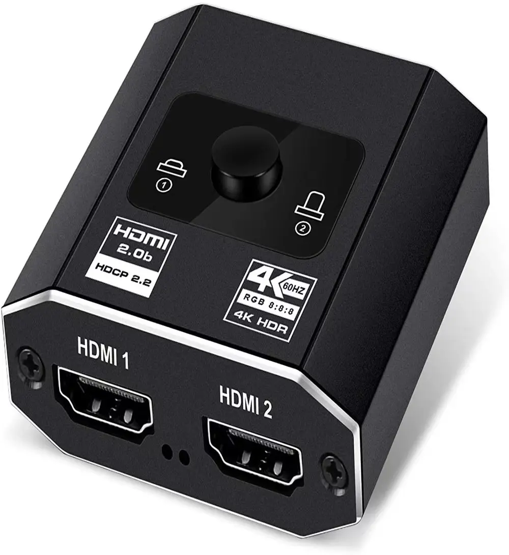 4K HDMI Switch HDMI Bi-directional 1x2 / 2x1 AB Switcher Splitter with 2 Port Supports UHD 4K 1080P 3D HDR HDCP Splitter HDMI