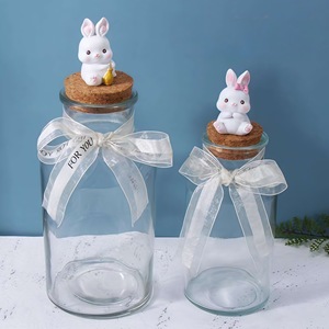 Bocaux de rangement en forme de lapin avec couvercle en liège, plusieurs tailles, pour Pâques, usage intérieur - Product Image 1