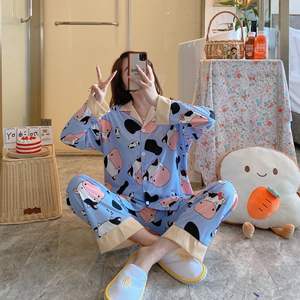 ชุดนอนสตรีแบบเปิดลงสำหรับฤดูใบไม้ร่วงฤดูหนาวชุดเสื้อเชิ้ตติดกระดุมพิมพ์ลาย - Product Image 6