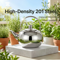 Bouilloire à thé en acier inoxydable 201 haute densité avec infuseur, finition miroir, compatible induction et gaz, pour la maison et les cadeaux – Théières et bouilloires