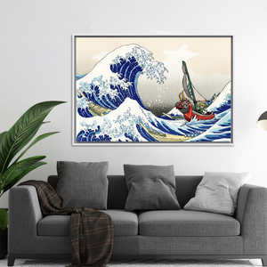 ผ้าใบพิมพ์ลาย: Zelda windwaker Great WAVE การตกแต่งศิลปะสมัยใหม่, ผ้าใบกรอบสีขาว - Product Image 3