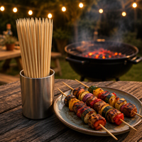 Brochettes de barbecue longues en bambou naturel de qualité alimentaire, écologiques, biodégradables, pointues, portables pour camping en extérieur et grillades au charbon de bois