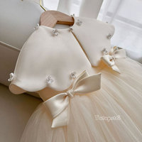 Robe de demoiselle d'honneur formelle pour filles de 1 à 12 ans, robe de bal en tulle bouffant à plusieurs couches, ornée de perles et de paillettes scintillantes
