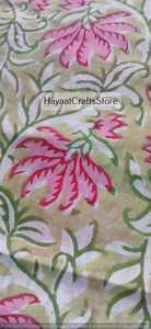Hand Printed 100% Cotton Organic Woven Blue Floral Medium <b>Weight</b> Cotton Printed <b>Fabric</b> Yards Women Dress <b>Fabric</b> - Product Image 3