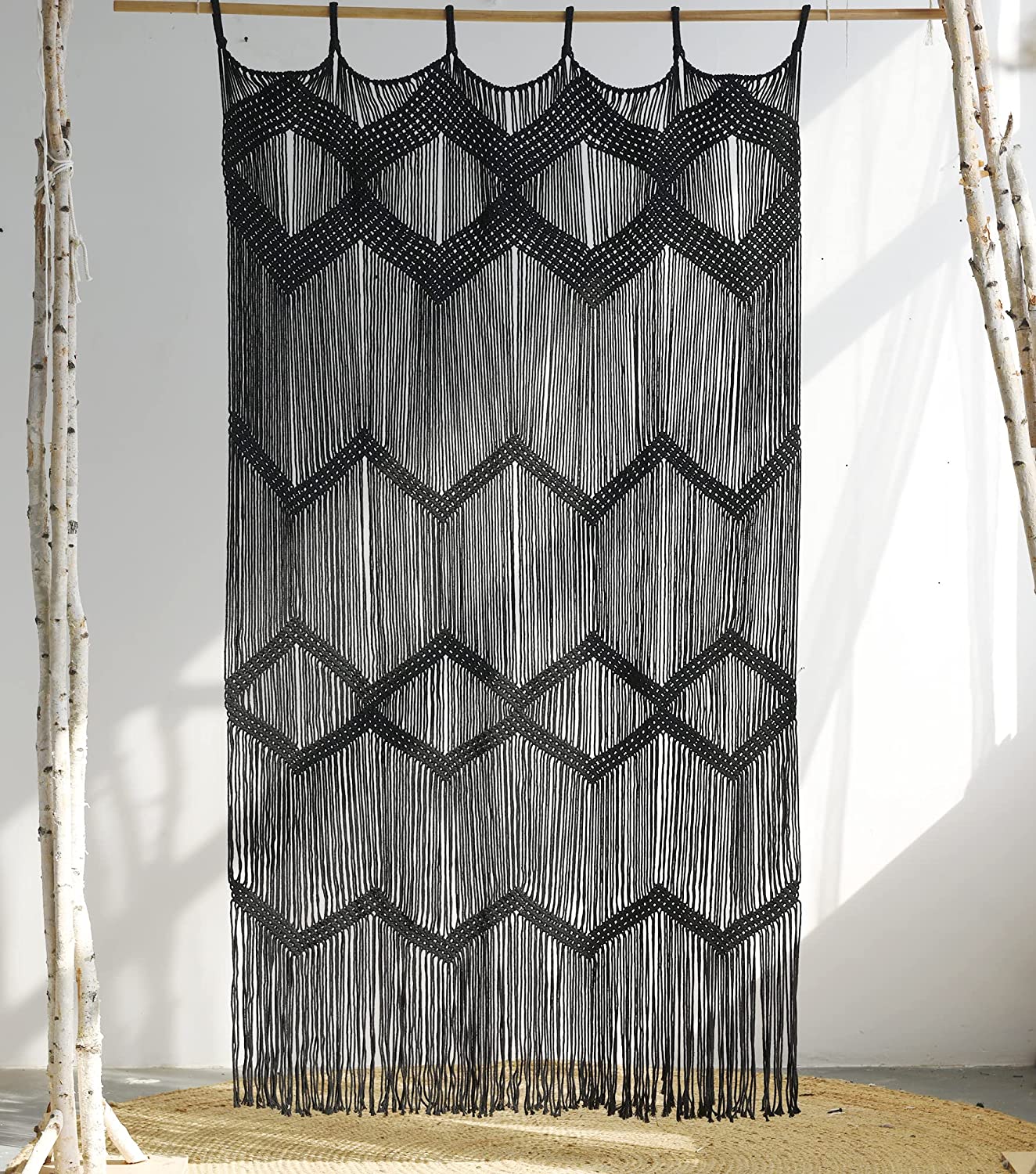 Cortina De MACRAMÉ Color Negro | ¡Decorando Tu Vida