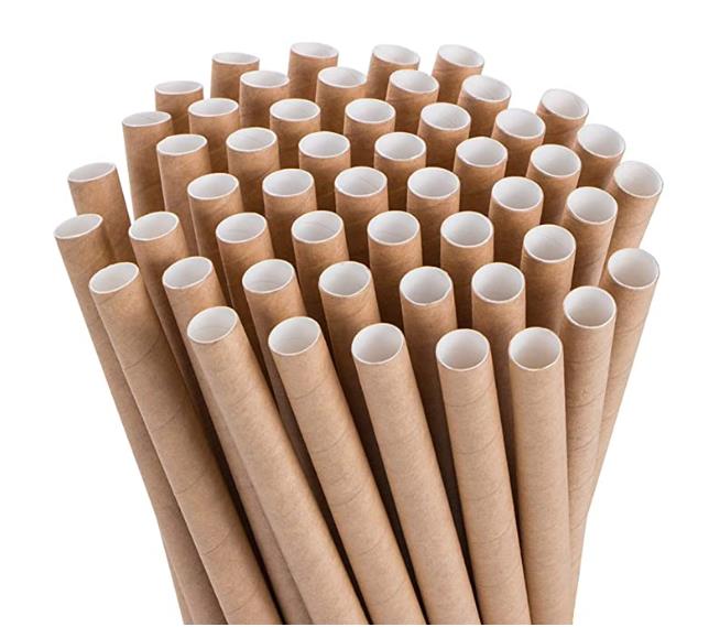 6X197mm Kraft Brown Paper Straws Biodegradable Environmentally Friendly and Dye Free Drinking Straw