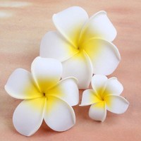 SLF023 Vente chaude Coiffe artificielle en frangipanier, fleur d'œuf, 4-11CM, pince, fleur de frangipanier pour les vacances, vacances à la plage, rentrée scolaire