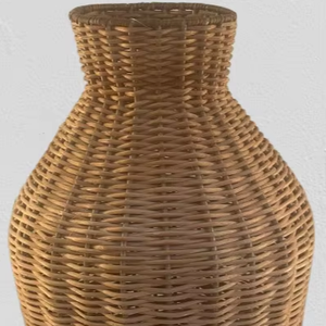 Vase décoratif pour salon en fer et rotin, collection artisanale, design, prix de gros - Product Image 1