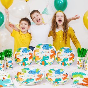 Sunbeauty-Assiettes Dinosaures Vaisselle Dinosaure Fournitures pour Fête d'<span class=keywords><strong>Anniversaire</strong></span> pour Enfants Garçons - Product Image 2