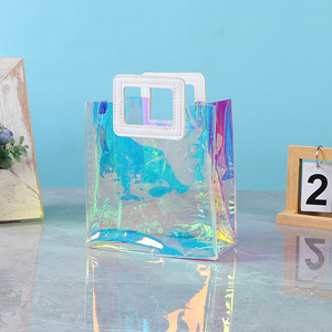 Sac fourre-tout transparent en PVC Xinye, plusieurs tailles, sac cadeau holographique pour emballage de vêtements - Product Image 2
