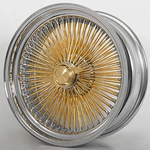 Ruota a raggi in acciaio cromato dorato da 15, 16, 17, 18, 20, 22 pollici, con raggi dritti o incrociati, standard, <span class=keywords><strong>100</strong></span> o 150 raggi - Product Image 2