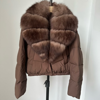 2025 Winter Big Natural Fox Fur Flauschiger Puffer mantel Frauen Warm 90% White Duck Feather Down Kurze Jacke Wasserdichter Parka
