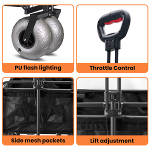 Chariot de camping électrique robuste avec pneus pneumatiques, capacité de 150 lb, chariot de plage avec cadre en acier, compact, capacité de 225 lb, pliable, OEM - Product Image 4