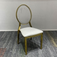 Luxuriöse, schicke goldene Eisenstühle mit schwebendem Acryl-Design für hochwertige moderne Hochzeitsbankett-Sitzgelegenheiten