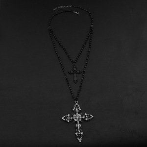 New Exquisite Double Layered Black Cross Pendant Necklace Fashion Unisex's <b>Titanium</b> Steel Necklaces Wholesale Jewelry Trendy - Product Image 5
