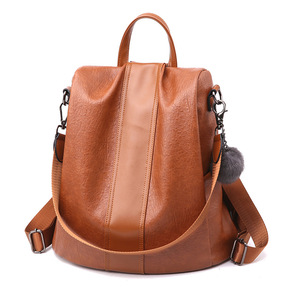 New <b>Ladies</b> Vintage Soft PU <b>Backpack</b> Korean Women's Style Bag with Zipper Closure Fashionable Luxury RTS Bulk Mixed Order - Product Image 2