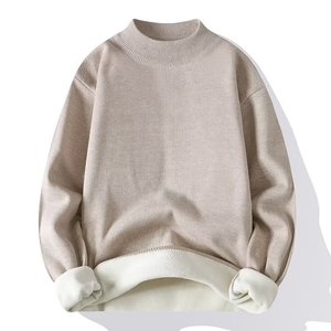 <span class=keywords><strong>Pull</strong></span> chaud pour homme en tissu mélangé polyester, couleur unie, col mi-haut, haute élasticité, style européen et américain, automne-hiver - Product Image 4