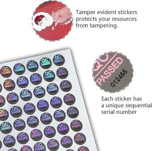 Sellos de alta seguridad personalizados Etiqueta a prueba de manipulaciones Garantía Void QC Etiquetas aprobadas Pegatinas de holograma con numeración de serie única - Product Image 4