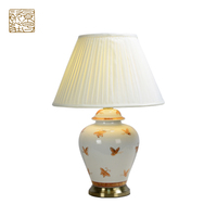 Lampe de bureau en céramique E27, motif floral blanc et or, éclairage LED électrique d'intérieur, meilleure marque