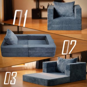 Sofá Puff <span class=keywords><strong>Plegable</strong></span> 3 en 1 para Sala de Estar, Dormitorio u Oficina, Silla de una Plaza, Cómodo, de Tela y Espuma, con Almohada - Product Image 6
