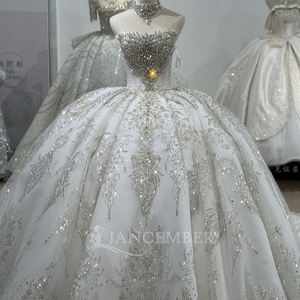 Jancember XS200 Splendido Abito da Sposa Color Avorio Senza Spalline con Perline in Tulle a Stile <span class=keywords><strong>Ball</strong></span> Gown - Product Image 5