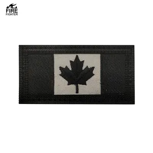 Fire Fight Canada Maat Borduurwerk Zwarte Kleding Applique Geborduurde Hand-Maken Canada Vlaggen Patch Voor Tactische Uniformen