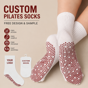 Chaussettes de Pilates antidérapantes avec logo personnalisé, chaussettes de yoga avec broderie, étiquette privée, vente en gros - Product Image 1