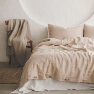 Ensemble de housse de couette en lin beige <span class=keywords><strong>latte</strong></span> personnalisé en gros | 100% lin français | Hôtel et usage domestique | OEM/ODM disponible - Product Image 1