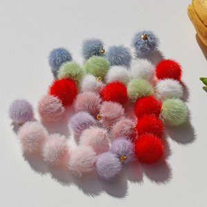 Min Ji Jewelry Faux Mink Pom Pom Pendant 20mm DIY Earring Necklace Charm Accessories Wholesale Materials - Product Image 1