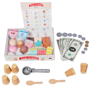 Jouets interactifs en bois pour enfants : Magasin <span class=keywords><strong>de</strong></span> crème glacée d'imitation, jeu <span class=keywords><strong>de</strong></span> rôle <span class=keywords><strong>de</strong></span> caissier, accessoires <span class=keywords><strong>de</strong></span> cuisine pour enfants - Product Image 5