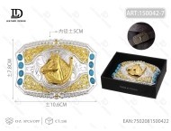 Fibbia per cintura da uomo in argento e oro, grande, placcata, 5,0 cm, stile western - Product Image 1