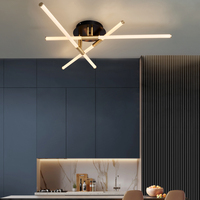 Plafonnier Led au design moderne, disponible en noir et en or, idéal pour un salon, une chambre à coucher, un Restaurant ou une cuisine