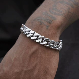 Bracelet chaîne cubaine pour homme, accessoires hip-hop streetwear, bracelets couple en acier titane cool et tendance - Product Image 3