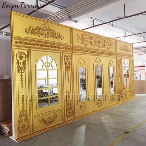 จีนซัพพลายเออร์จัดงานแต่งงานพระราชการออกแบบทองที่มีกระจกพรรคฉากหลังสำหรับเหตุการณ์ที่ใช้
