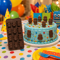 Cetakan Es Silikon Bentuk Robot Food Grade, Baki Es Batu Silikon yang Dapat Digunakan Kembali untuk Permen Cokelat Kue Grosir Kustom