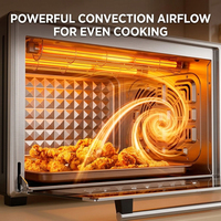 Four de comptoir multifonction en acier inoxydable à grande capacité avec contrôle numérique, four grille-pain électrique pour viande grillée et poulet rôti