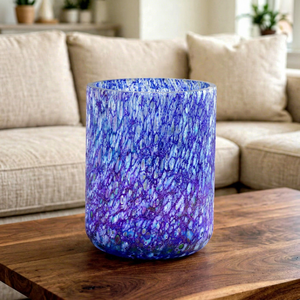 Portavelas Decorativo Redondo de Vidrio Azul Púrpura Resistente al Calor, Hecho a Mano, de 200 ml, para Decoración del Hogar, Navidad - Product Image 1