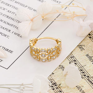 Dunli Jewelry 2024 primavera nuevo producto Euroand estilo americano encaje hueco moda anillo de circón de alto grado S925 Chapado en plata oro - Product Image 5